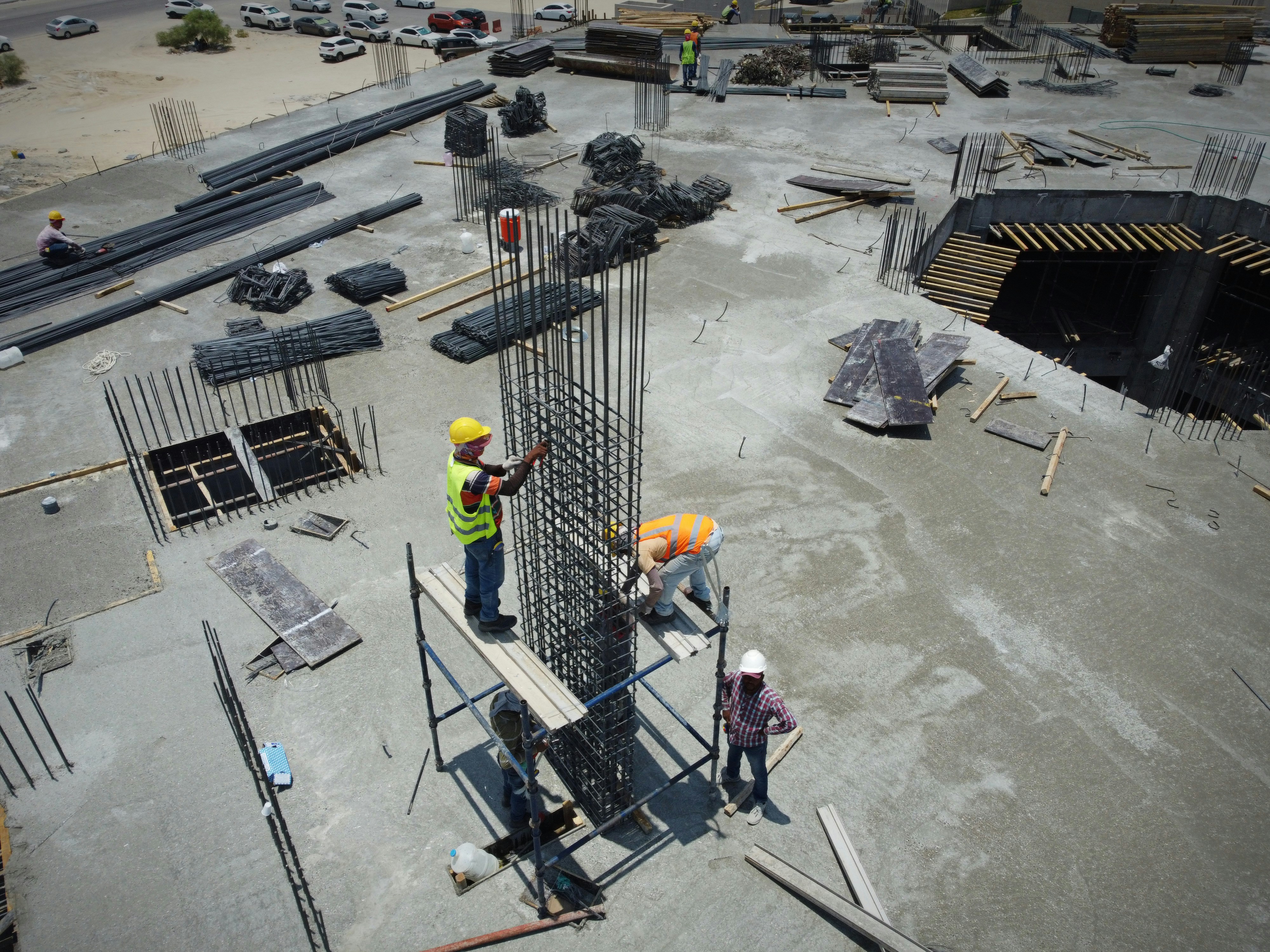 Construction site with modern building work