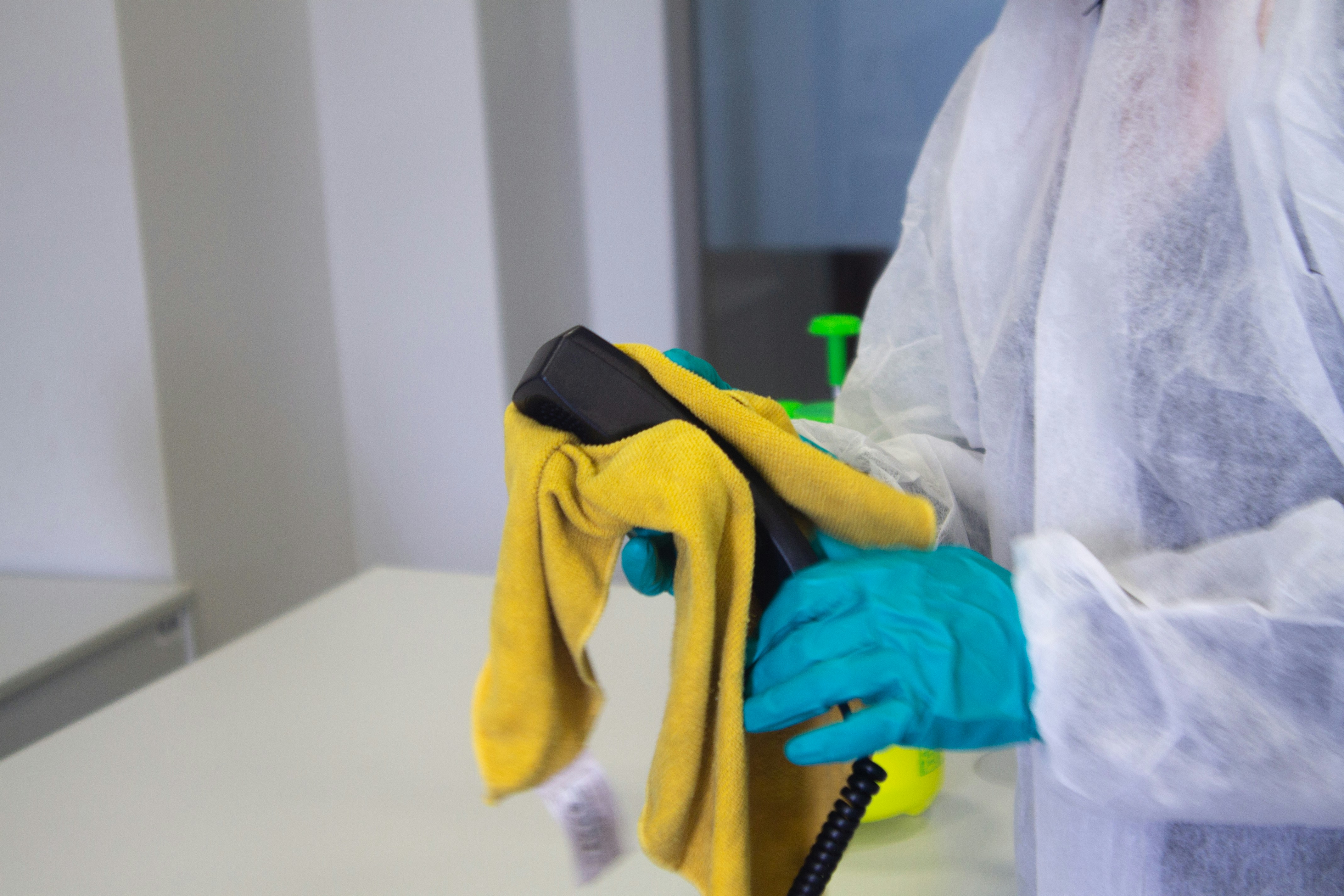 Professional cleaning team in an office